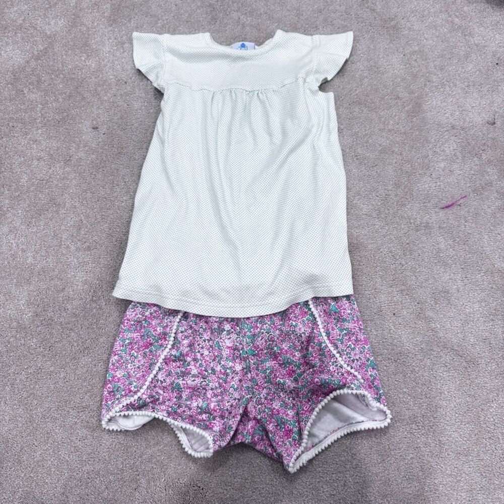 Girls Eyelet & Ivy White and Green Polka Dot Top and shorts set, size 8